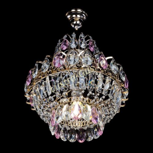 Люстра Ника 1 лампа розовая в Симферополе Гусь Хрустальный