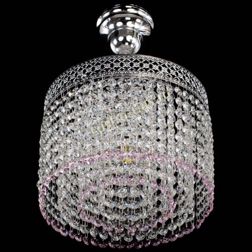 Люстра Венеция Капель №1 с подвесом Розовая в Симферополе Гусь Хрустальный