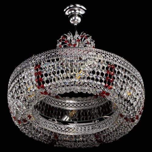 Люстра Венеция Кольцо с подвесом Красная в Симферополе Гусь Хрустальный