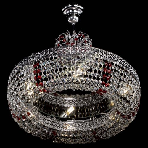 Люстра Венеция Кольцо с подвесом Красная в Симферополе Гусь Хрустальный