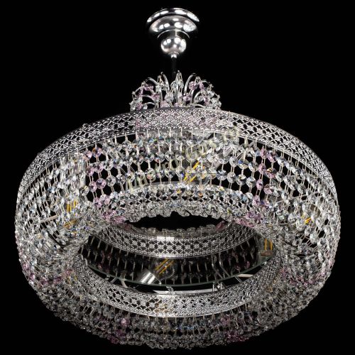 Люстра Венеция Кольцо с подвесом Розовая в Симферополе Гусь Хрустальный