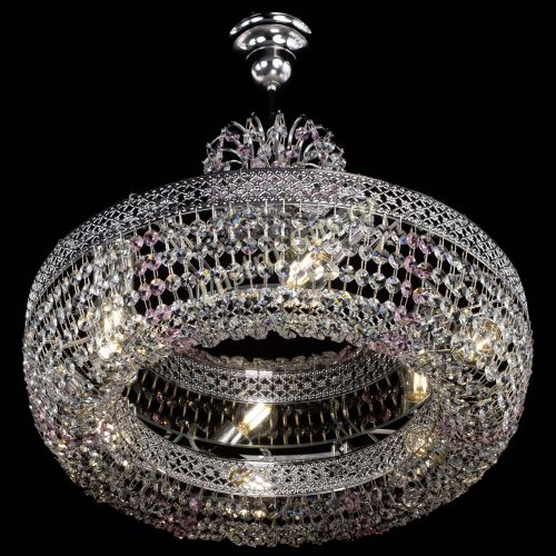 Люстра Венеция Кольцо с подвесом Розовая в Симферополе Гусь Хрустальный