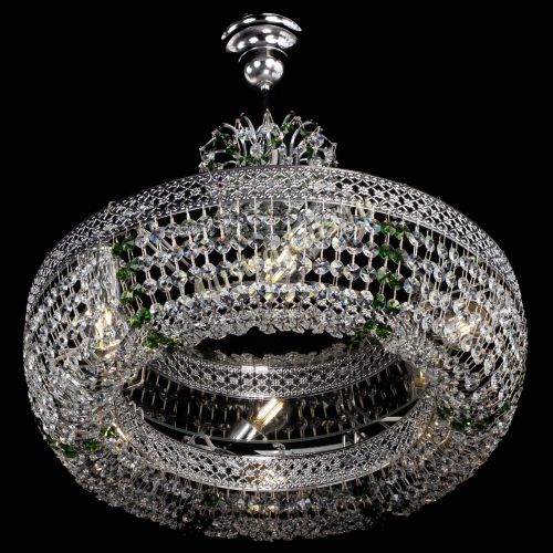 Люстра Венеция Кольцо с подвесом Зеленая в Симферополе Гусь Хрустальный