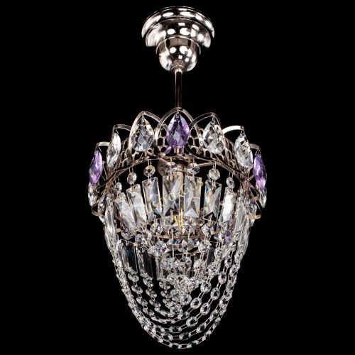 Люстра Водоворот №1 мини с подвесом фиолетовая в Симферополе Гусь Хрустальный