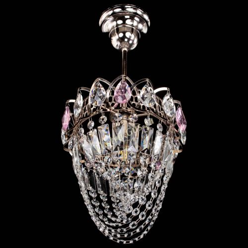 Люстра Водоворот №1 мини с подвесом розовая в Симферополе Гусь Хрустальный