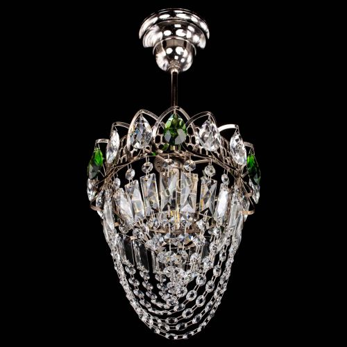 Люстра Водоворот №1 мини с подвесом зеленая в Симферополе Гусь Хрустальный