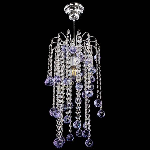 Люстра Зима каскад шар 30 фиолетовая в Симферополе Гусь Хрустальный
