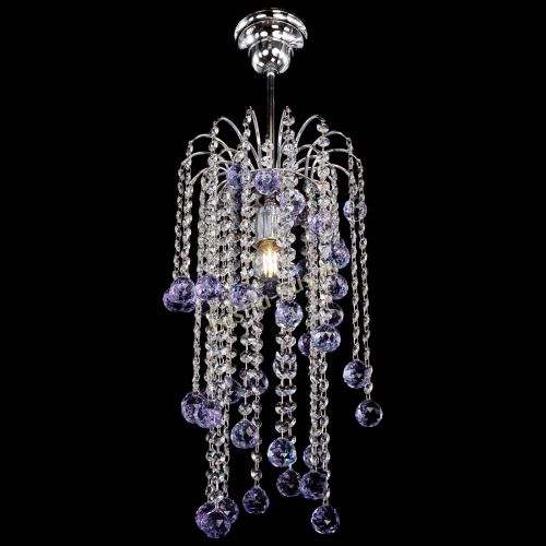 Люстра Зима каскад шар 30 фиолетовая в Симферополе Гусь Хрустальный