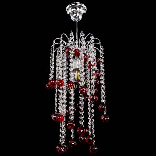 Люстра Зима каскад шар 30 красная в Симферополе Гусь Хрустальный