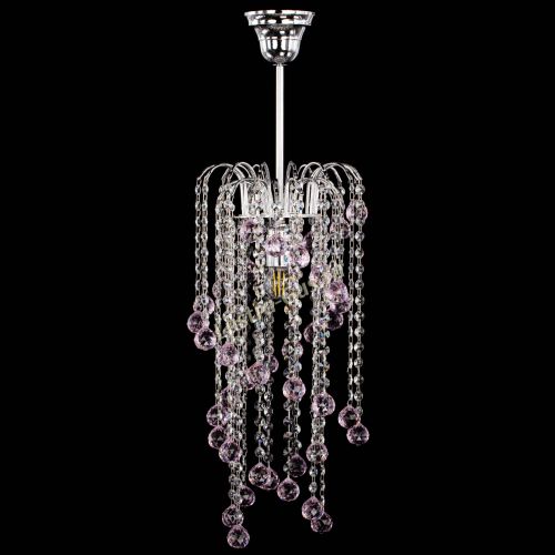 Люстра Зима каскад шар 30 розовая в Симферополе Гусь Хрустальный