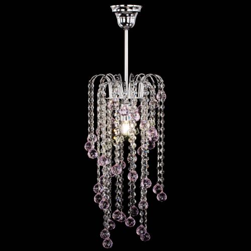 Люстра Зима каскад шар 30 розовая в Симферополе Гусь Хрустальный