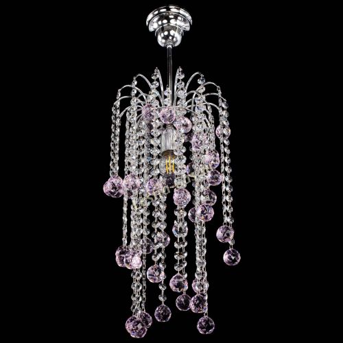 Люстра Зима каскад шар 30 розовая в Симферополе Гусь Хрустальный