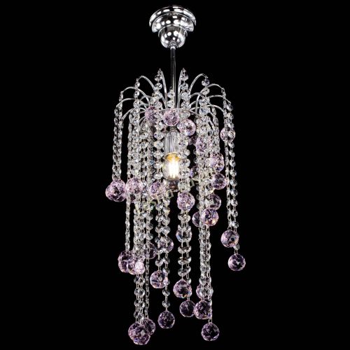 Люстра Зима каскад шар 30 розовая в Симферополе Гусь Хрустальный