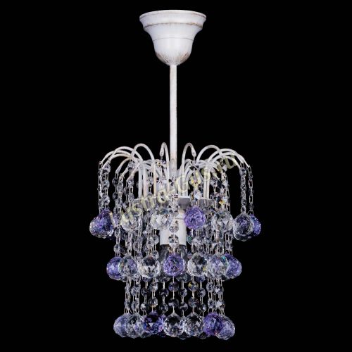 Люстра Зима шар фиолетовая (белая патина)  в Симферополе Гусь Хрустальный