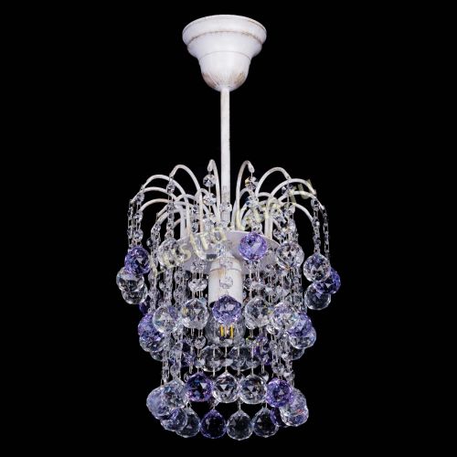 Люстра Зима шар фиолетовая (белая патина)  в Симферополе Гусь Хрустальный