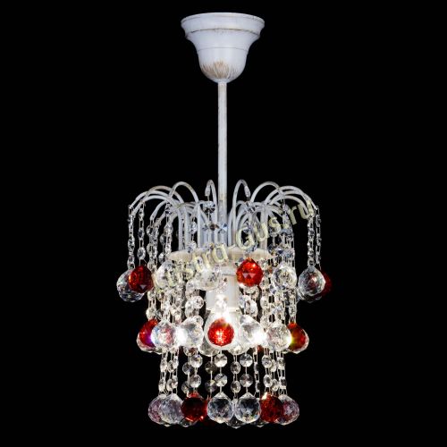 Люстра Зима шар красная (белая патина)  в Симферополе Гусь Хрустальный