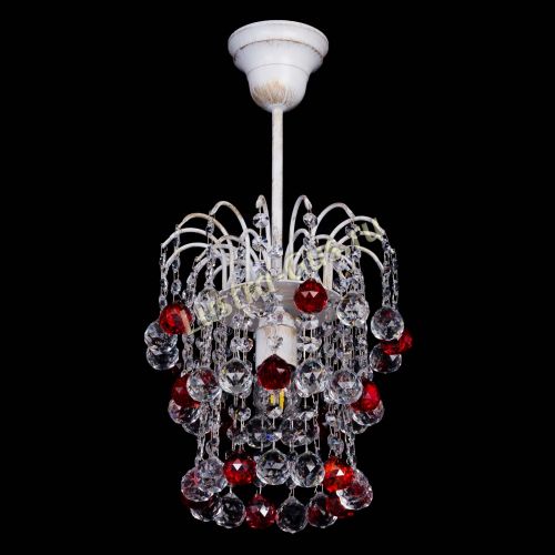 Люстра Зима шар красная (белая патина)  в Симферополе Гусь Хрустальный