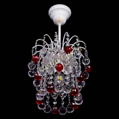 Люстра Зима шар красная (белая патина)  в Симферополе Гусь Хрустальный