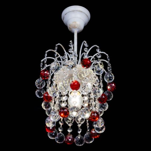 Люстра Зима шар красная (белая патина)  в Симферополе Гусь Хрустальный