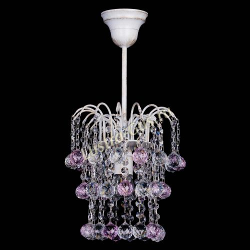 Люстра Зима шар розовая (белая патина)  в Симферополе Гусь Хрустальный