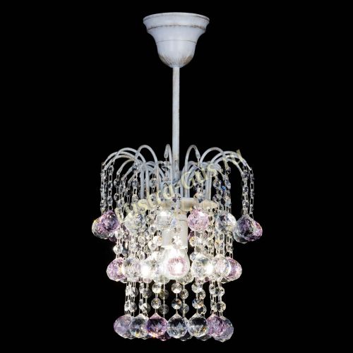 Люстра Зима шар розовая (белая патина)  в Симферополе Гусь Хрустальный