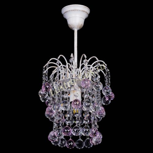 Люстра Зима шар розовая (белая патина)  в Симферополе Гусь Хрустальный