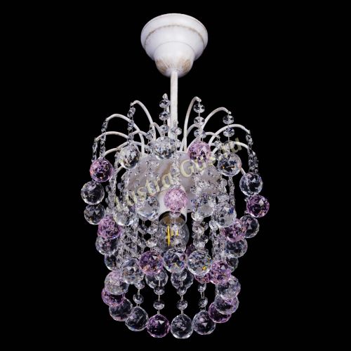 Люстра Зима шар розовая (белая патина)  в Симферополе Гусь Хрустальный