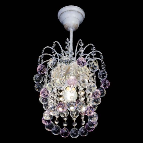 Люстра Зима шар розовая (белая патина)  в Симферополе Гусь Хрустальный