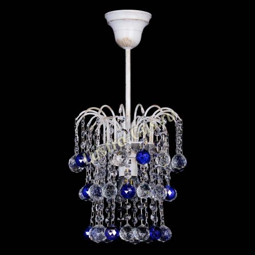 Люстра Зима шар синяя (белая патина)  в Симферополе Гусь Хрустальный