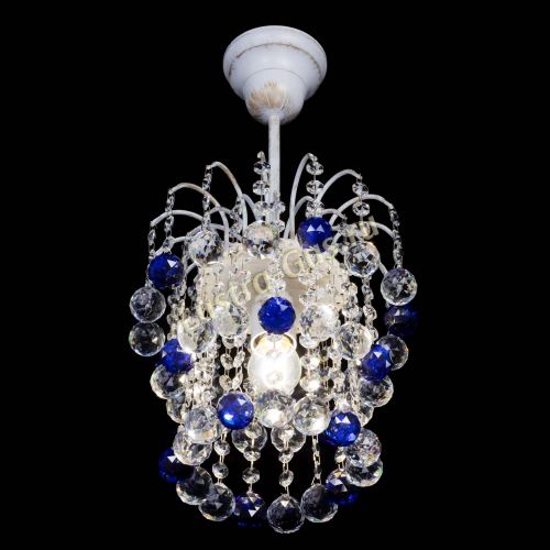 Люстра Зима шар синяя (белая патина)  в Симферополе Гусь Хрустальный