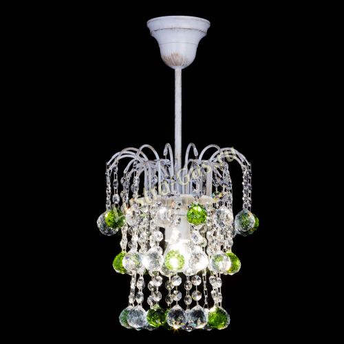 Люстра Зима шар зеленая (белая патина)  в Симферополе Гусь Хрустальный