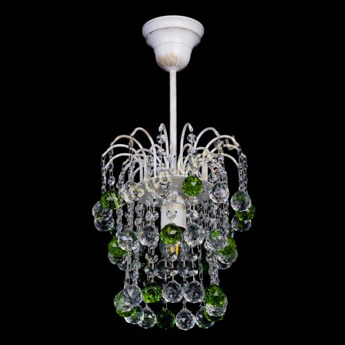 Люстра Зима шар зеленая (белая патина)  в Симферополе Гусь Хрустальный