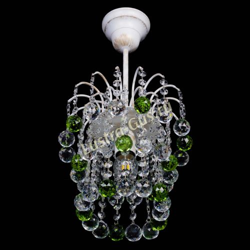 Люстра Зима шар зеленая (белая патина)  в Симферополе Гусь Хрустальный