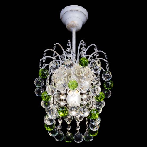 Люстра Зима шар зеленая (белая патина)  в Симферополе Гусь Хрустальный