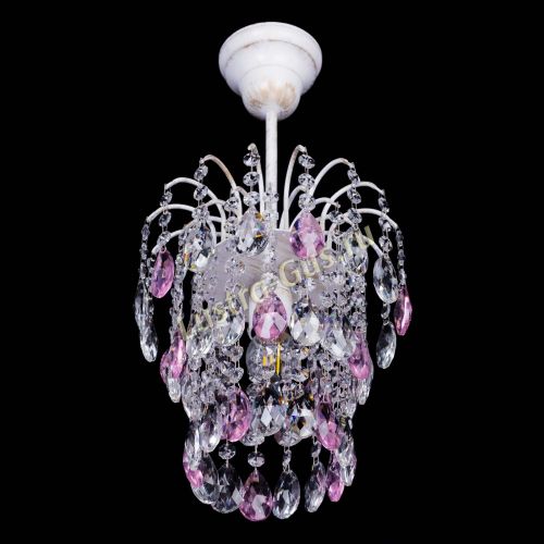 Люстра Зима журавлик розовая (белая патина) в Симферополе Гусь Хрустальный