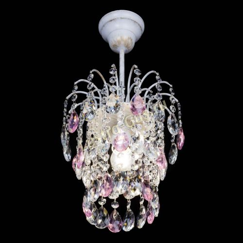 Люстра Зима журавлик розовая (белая патина) в Симферополе Гусь Хрустальный