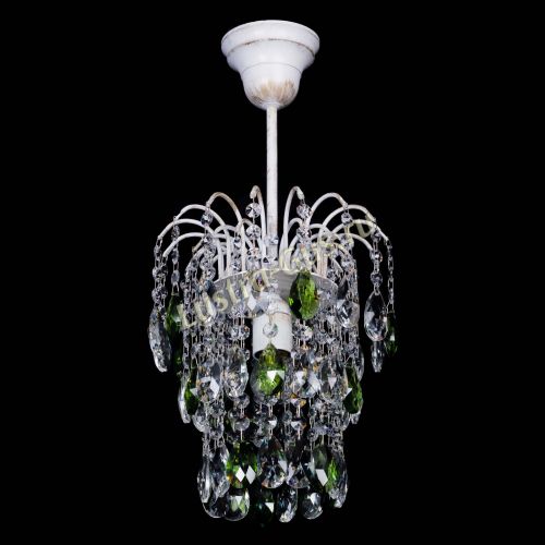 Люстра Зима журавлик зеленая (белая патина) в Симферополе Гусь Хрустальный