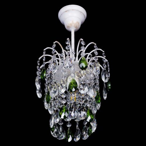 Люстра Зима журавлик зеленая (белая патина) в Симферополе Гусь Хрустальный