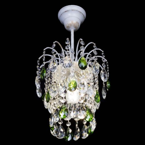 Люстра Зима журавлик зеленая (белая патина) в Симферополе Гусь Хрустальный