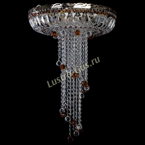 Люстра Анжелика №2 длинная шар 30 мм чайная  в Симферополе Гусь Хрустальный