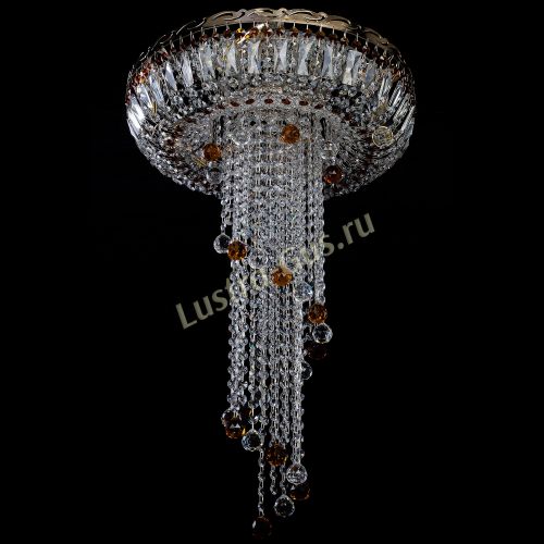 Люстра Анжелика №2 длинная шар 30 мм чайная  в Симферополе Гусь Хрустальный