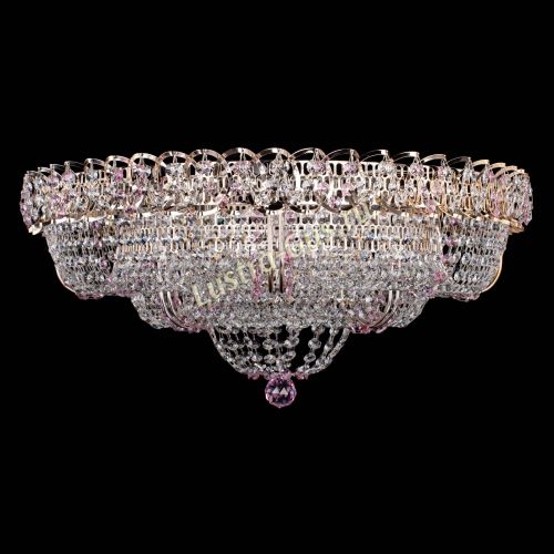 Люстра Двойное Кольцо Классика №6 розовая в Симферополе Гусь Хрустальный