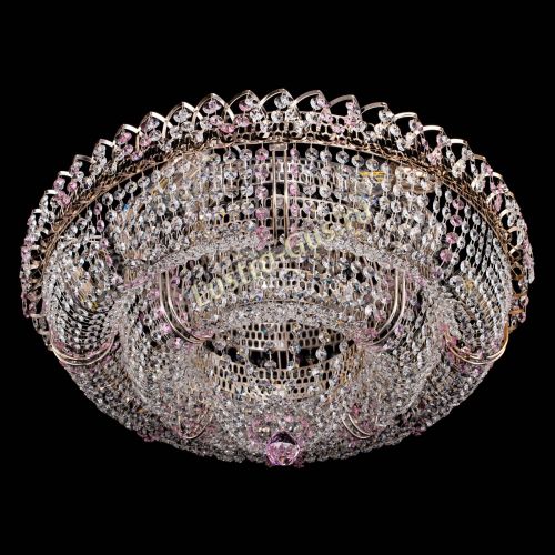 Люстра Двойное Кольцо Классика №6 розовая в Симферополе Гусь Хрустальный