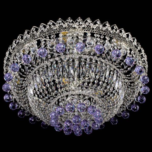 Люстра Хрустальный каскад №3 Шар фиолетовая в Симферополе Гусь Хрустальный