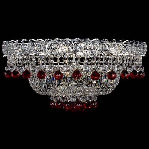 Люстра Хрустальный каскад №3 Шар красная в Симферополе Гусь Хрустальный