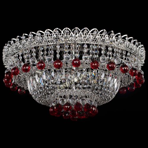 Люстра Хрустальный каскад №3 Шар красная в Симферополе Гусь Хрустальный