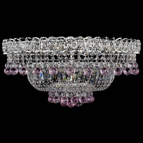 Люстра Хрустальный каскад №3 Шар розовая в Симферополе Гусь Хрустальный