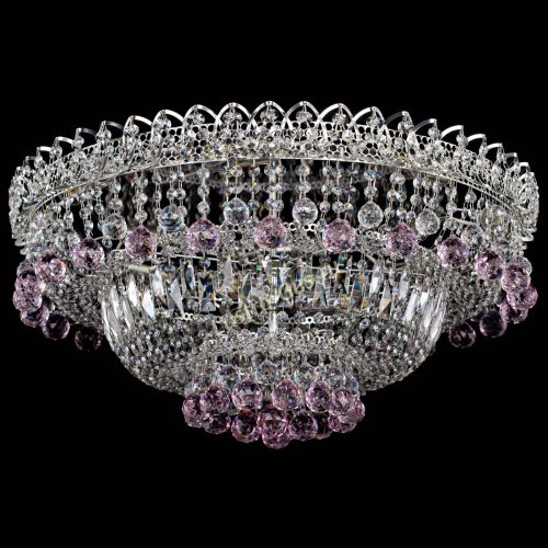 Люстра Хрустальный каскад №3 Шар розовая в Симферополе Гусь Хрустальный