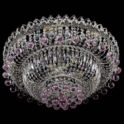 Люстра Хрустальный каскад №3 Шар розовая в Симферополе Гусь Хрустальный