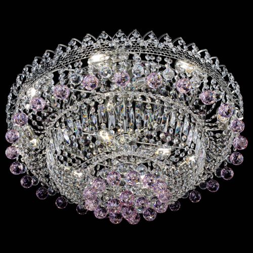 Люстра Хрустальный каскад №3 Шар розовая в Симферополе Гусь Хрустальный